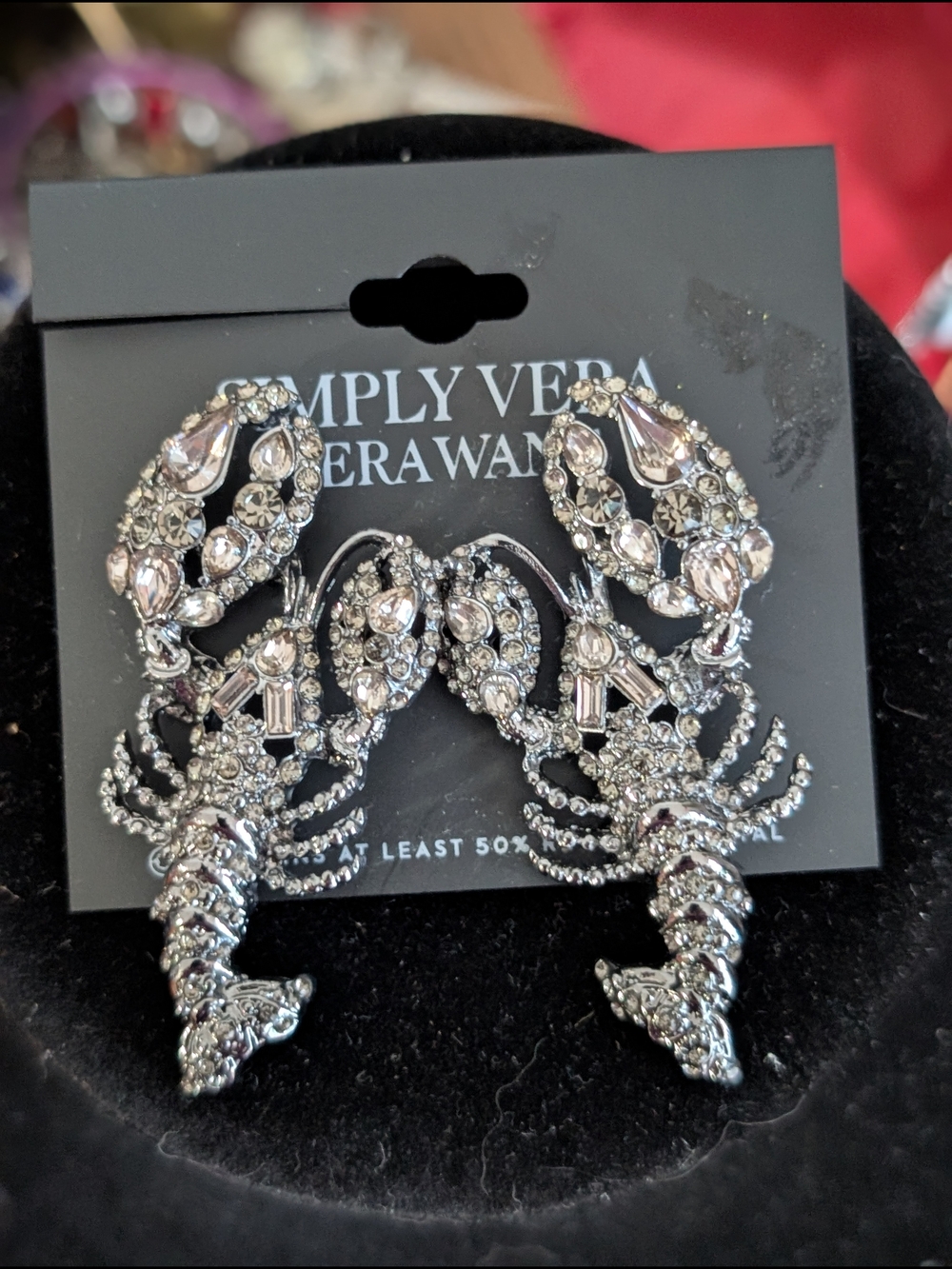 Simply Vera Silver Rhinestone Lobster Post Dangle Earrings